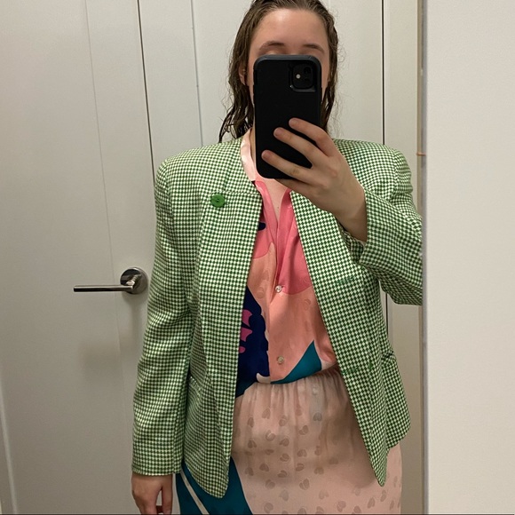 2 piece set blazer skirt gingham green - Picture 5 of 16